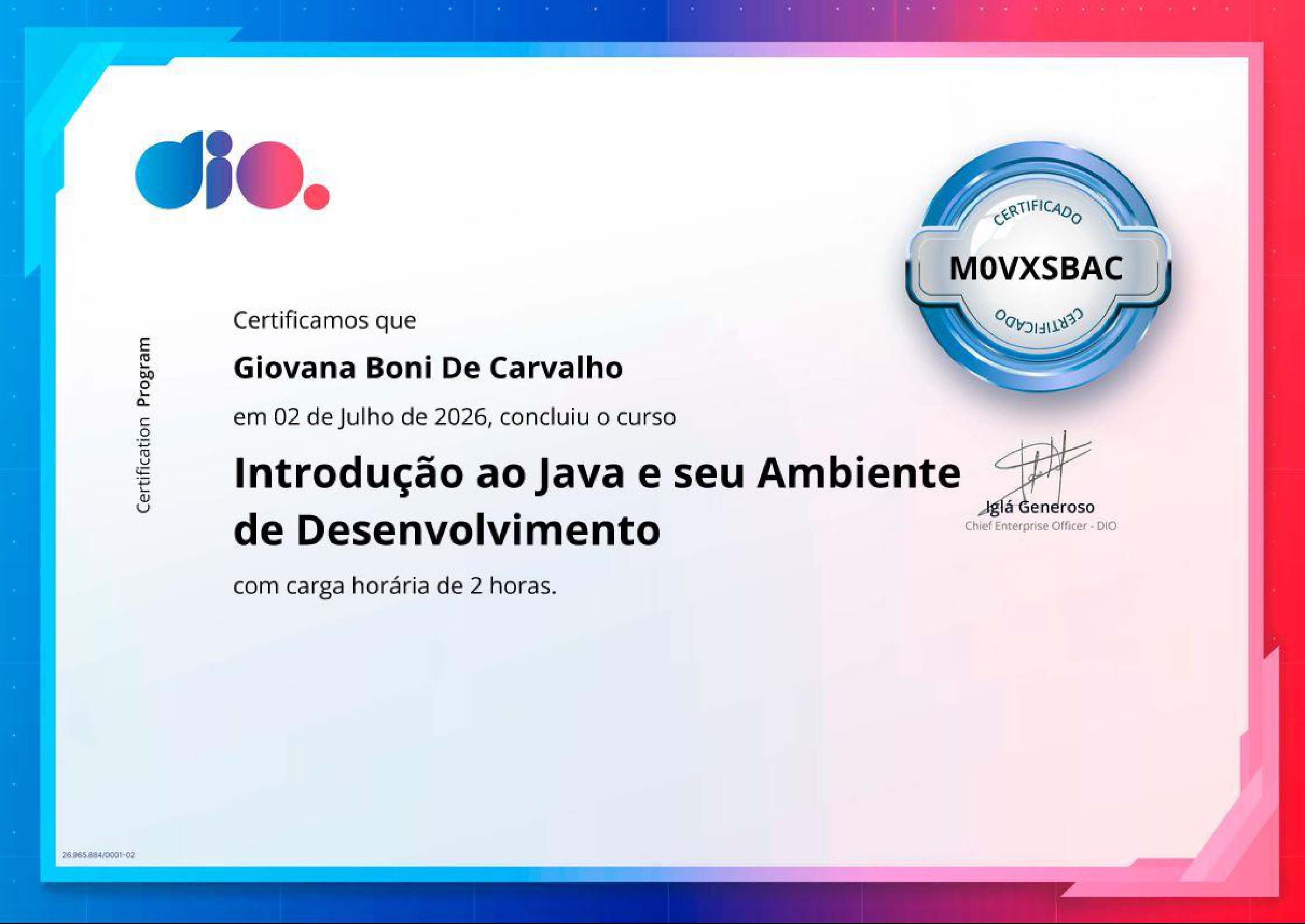 Certificado Java - DIO